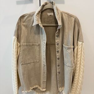 POL Beige and Cream Textured Jacket